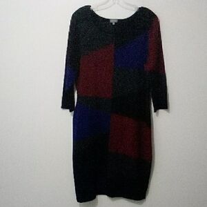 Phase Eight Colorblock Knit 3/4 Sleeves Midi Dress